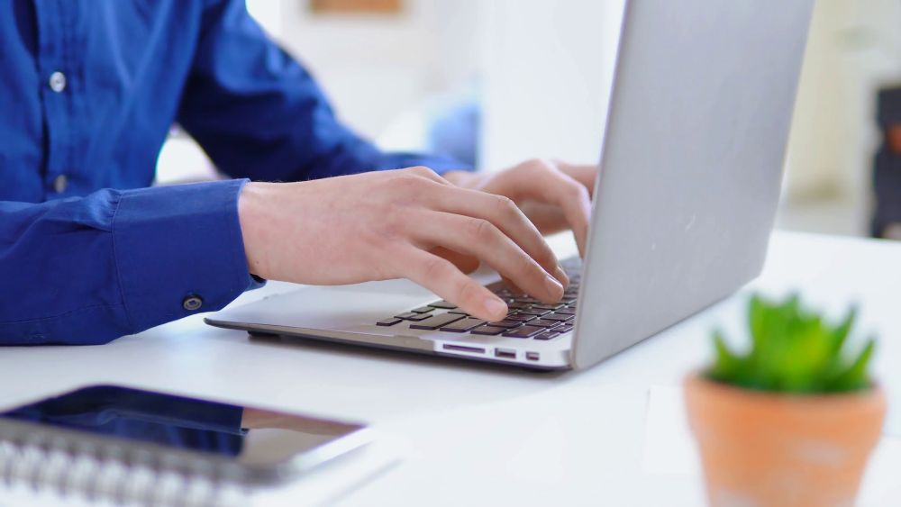 male hands typing